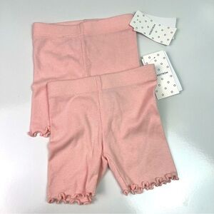 Pair of Two Nordstrom Pink Ribbed Ruffle Shorts Baby Girls Sz 3M NWT